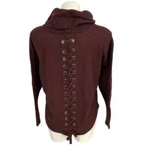 Maurices Top Womens Small Waffle Knit Lattice Grunge Shirt Rock Festival Office